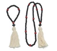 JOINPAYA Collana con Croce in Legno con Perline 2 Pezzi, Ciondolo Croce Cristiano con Nappa per Decorazione Specchio Auto e Gioielli Natalizi Unisex, Regalo Religioso per Donne e Uomini