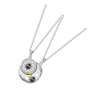 JOINPAYA Collana per Coppie Ciondoli Sole e Magnetici Set da 2 Collane di Proiezione Scritta Ti Amo in 100 Lingue Collane di Coppia Leggere per Fidanzati e Fidanzate Idea Regalo