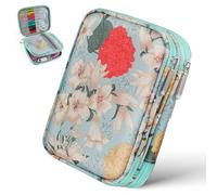 JOINPAYA Custodia per Uncinetto Porta Uncinetti Oxford Resistente Doppio Scomparto e Cerniera di Sicurezza Organizer per Lavoro a Maglia Portatile Grande capacità e Motivo Floreale