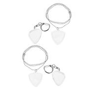 JOINPAYA Custodia Porta Plettri Trasparente per Chitarra 4 Pezzi con Portachiavi e Collana Contenitore Compatto per Organizzatore e Vetrina di Plettri Accessorio Portatile per Musicisti