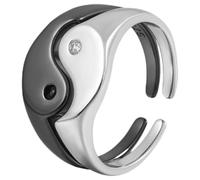 JOINPAYA di Yin Yang Regolabile in Metallo Nero e Bianco Set da 1 di Anelli Minimalisti Aperti per Anniversario e Festa degli Innamorati Decorativi per