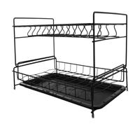 JOINPAYA Draining Bowl Rack Kitchen Accessory in ferro nero, a doppio strato, per organizzare lo spazio e il drenaggio verticale nel lavello