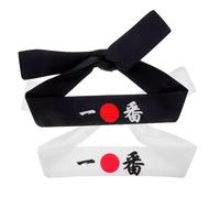 JOINPAYA Fascia la Testa Giapponese da Chef e Samurai in Cotone Set 2 Pezzi Bianco e Blu Fascia per Allenamento di Karate Accessorio per Supporto Sportivo e Cosplay