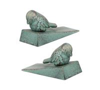 JOINPAYA Fermaporta in Ghisa retrò 2 Pezzi Decorazione a Forma di Piccolo Animale Cuneo per Porta Esterna e Interna Fermaporta da Pavimento per Casa e Giardino Colore Verde Chiaro