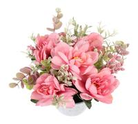 JOINPAYA Ferro Composizione Floreale Artificiale e Tessuto Rosa per Tavolo | Effetto Realistico, Lunga Durata, senza Caduta Foglie Né Appassimento, per Sala Pranzo e Soggiorno