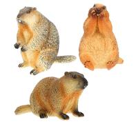 JOINPAYA Figure di Marmotta Simulata 3 Pezzi, Decorazione Realistica per Scrivania e Cameretta, Statuette Animali Educative per Casa e Scuola