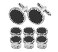 JOINPAYA Gemelli da Uomo in Acrilico Nero Set 8 Pezzi Bottoni Rotondi per Camicia e Smoking Accessori Formali per Matrimonio Cerimonia e Abiti da Cerimonia