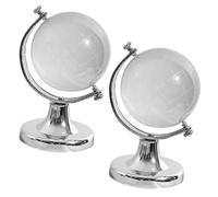 JOINPAYA Globo Decorativo in Cristallo Trasparente 2 Pezzi, Mappamondo Geografico in Miniatura Rotante per Scrivania, Decorazione da Tavolo per Casa, Ufficio e Regalo Creativo