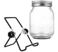 JOINPAYA Kit Germinazione con Barattolo Supporto Nero per Casa Coperchio in Acciaio Resistente e Rete per Risciacquo Senza Schizzi per Germogli Biologici Come Broccoli e Erba Medica