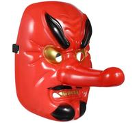 JOINPAYA Maschera Giapponese Tengu per Cosplay e Teatro, Maschera di Scena Rossa Elastico Regolabile, Accessorio per Feste e Bomboniere, Design Artigianale Dettagliato e Resistente