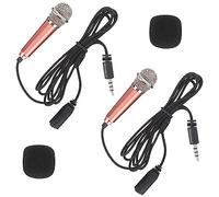 JOINPAYA Microfono Leggero e Compatto Karaoke in Acciaio Inossidabile Mini Portatile Set 2 Pezzi Oro per Smartphone e Videoconferenze