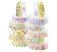 JOINPAYA Nastro Washi Decorativo per Scrapbooking Trasparente, 12 Rotoli | Carta Autoadesiva, Stampa Nitida e Sbiadire, per Diario, Quaderni, Buste e Sacchetti Regalo