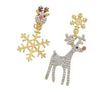 JOINPAYA Orecchini Asimmetrici da Donna Pendenti Design Natalizio Fiocco di Neve e Alce Accessori Creativi da Festival per Uso Quotidiano e Regali Eleganti per lei