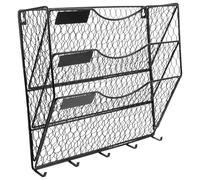 JOINPAYA Organizer da Parete in Filo Metallico 3 Livelli Ganci, Portariviste e Portadocumenti Verticale per Ufficio e Bagno, Cestino Appeso Salvaspazio Multifunzionale per Casa e Studio