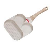 JOINPAYA Padella Antiaderente Multifunzione 3 in 1 in Alluminio per Pancake, Uova e Hamburger, Padella da Campeggio Scanalature, per Colazione e Cucina All’aperto, Facile da Pulire
