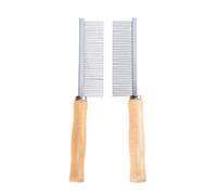 JOINPAYA Pettine per Cani e Toelettatura Manico in Legno e Perni in Acciaio Inox, Set da 2 Pezzi per Rimuovere Peli Morti, Nodi e Forfora, Strumento la Pulizia e Cura degli Animali