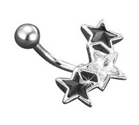 JOINPAYA Piercing Ombelico in Acciaio Inox Stella Nera e Bianca, Anello Ombelico Pendente per Donna, Gioielli Corpo Resistenti e Ipoallergenici per Uso Quotidiano