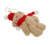 JOINPAYA Portachiavi Orso in Peluche Anello Ciondolo Decorativo per Borsa e Zaino Accessorio Creativo a Forma di Orsetto Sciarpa Rossa per Uso Quotidiano