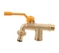 JOINPAYA Rubinetto Acqua Esterno in Ottone Massiccio Doppia Uscita Valvole Sfera per Giardino e Uso Domestico con Doppio Attacco per Tubi Installazione Semplice e Resistente