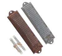 JOINPAYA Set 2 Mezuzah Ebraiche per Porta Esterno in Lega, Custodia per Rotolo Religioso 5,12x1,18 Pollici, Decorazione Casa con Simboli Israeliani e Benedizione Tradizionale