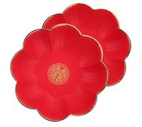 JOINPAYA Set 2 Vassoi Porta Caramelle e Frutta Grande in Plastica Rossa Decorazione Matrimonio Cinese, Ciotole Decorative per Cerimonia del Tè e Tavolo da Pranzo Festivo