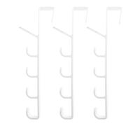 JOINPAYA Set 3 Ganci Appendiabiti Sopra Porta in Abs Bianco 5 Ganci Multipli, Appendino Salvaspazio per Cappotti, Asciugamani, Cappelli - Organizzatore per Cucina, Bagno, Camera da Letto