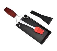 JOINPAYA Set 3 Pezzi Padella BBQ in Metallo e Plastica SLG Nero con Manico in Legno, Base Piatta Facile da Pulire per Grigliata Barbecue Esterno e Interno