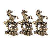 JOINPAYA Set 3 Pezzi Statuette Cavallo in Ottone Dorato per Decorazione Capodanno Cinese, Sculture Artigianali Compatte per Collezione e Arredamento Elegante