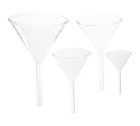 JOINPAYA Set 4 Pezzi Imbuti in Vetro da Laboratorio in Borosilicato Resistenti al Calore Gambo Corto per Ricerca Chimica e Medica