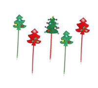 JOINPAYA Set 5 Penne a Sfera a Forma di Albero di Natale, Cancelleria Natalizia, Materiale Plastico, Design Cartoon Liscia per Scrivere, Regalo Originale per Studenti e Scuola