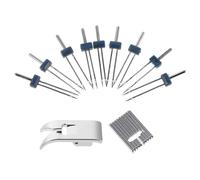 JOINPAYA Set 9 Aghi Gemelli per Macchina da Cucire con Piedino Premistoffa a 3 Scanalature, Aghi Elastici a Doppia Elasticità per Cucito Tessuti Spessi, Accessorio per Infilatura Ago