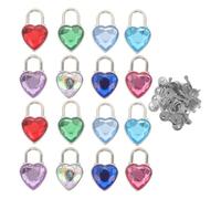 JOINPAYA Set da 16 Mini Lucchetti a Forma di Cuore in Metallo con Strass Piccoli Lucchetti a Cuore con Chiave per Diario Segreto Scatole Portagioie e Viaggi Accessori Romantici per