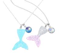 JOINPAYA Set da 2 Collane Medaglione a Coda di Pesce Sfumata Gioielli Leggeri in Resina per Donna Collane Ciondolo Fantasy per Feste e Occasioni Speciali