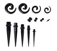 JOINPAYA Set da 54 Dilatatori Auricolari in Acrilico Nero Strumenti per Espansione Orecchie Superficie Liscia Accessori per Piercing e Decorazioni Quotidiane per Orecchie