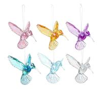 JOINPAYA Set da 6 Ornamenti Sospesi Colibrì in Acrilico Trasparente Multicolore, Decorazioni a Forma di Uccelli Volanti per Casa, Giardino e Soffitto, Decorazione Creativa per Ambienti