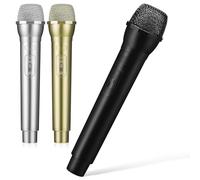 JOINPAYA Set di 3 microfoni finti: finto microfono in plastica per simulare la pratica del discorso, per karaoke, costume scenico, cosplay, forniture per feste