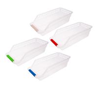 JOINPAYA Set di 4 Contenitori Porta Oggetti in Plastica Bianca Design a Cassetto e Lati Traforati, per Organizzare Bottiglie di Salsa e Frutta in Cucina o Casa Colore Colore Casuale
