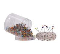 JOINPAYA Set Spilli con Testa a Sfera in Vetro Colorato 750 Pezzi da 4X38Mm con Scatola Porta Spilli e Porta Aghi Accessori da Cucito per Bacheche Mappe e Progetti Fai da Te per