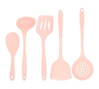 JOINPAYA Set Utensili Cucina in Silicone Rosa Manico Ergonomico Resistente Alte Temperature, Cucchiai e Mestoli Bordi Arrotondati per Uso Quotidiano e Saltare a Fuoco Alto