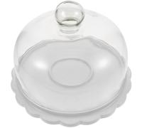 JOINPAYA Supporto per Torte Rotondo in Vetro e Ceramica con Cupola Protettiva Bianca, Alzatina per Dolci per Uso Quotidiano e Compleanni