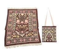 JOINPAYA Tappeto da Preghiera Color Caffè in Chenille con Borsa Portatile Design Delicato Pratico e Resistente, per Attività di Preghiera Islamica