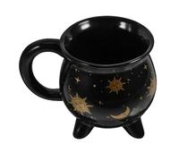 JOINPAYA Tazza da Caffè in Ceramica a Forma di Calderone Nero Manico Comodo e Bocca Larga, Design Unico per Halloween, per Bar e Ufficio