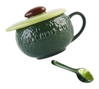 JOINPAYA Tazza da Colazione in Ceramica 300ml a Forma di Avocado Cucchiaino, Tazza per Bevande Calde e Fredde, per Uova al Vapore, Cereali e Tè alla Frutta, Design Elegante e Facile
