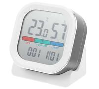 JOINPAYA Termometro Igrometro da Tavolo con Orologio Funzione Sveglia Misurazione Precisa Umidità e Temperatura Mini Termoigrometro Elettronico Portatile per