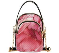 Joitme Borsa a tracolla da donna astratta rossa e rosa, borsa a tracolla divertente per cellulare, tracolla trapuntata, 15 x 8 x 21 cm