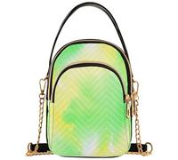 Joitme Borsa a tracolla da donna trapuntata per telefono con tracolla a catena stampa animalier cerniera borsa a tracolla chic acquerello verde pastello, 15 x 8 x 21 cm