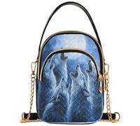 Joitme Borsa a tracolla singola da donna trapuntata borse per telefono con tracolla a catena chic cerniera da donna pochette da donna Cool Winter Wolves Animal Moon 15 x 8 x 21 cm