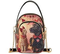 Joitme Borsa a tracolla singola trapuntata con tracolla a catena per telefono borsa chic con cerniera da donna pochette per San Valentino Love Pets gatto cane 15 x 8 x 21 cm