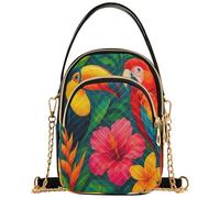 Joitme Borsa a tracolla trapuntata da donna con vivace scena tropicale tucano borsa per telefono con tracolla a catena graziosa borsa a tracolla con cerniera, 15 x 8 x 21 cm