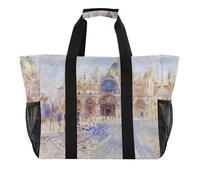 Joitme Borse da spiaggia per le donne Totes stampe carine borse della spesa riutilizzabili picnic famiglia tote bag lavanderia Venezia Piazza Auguste Renoir stampa grande pieghevole borse da viaggio